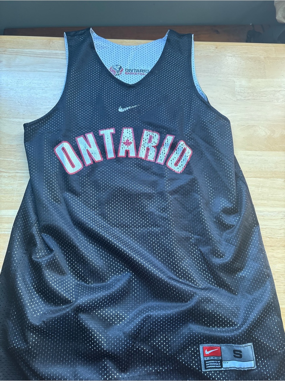 Nike Black Ontario Mesh Basketball Jersey with Red and White Trim